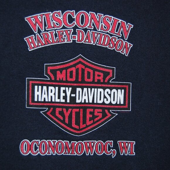 HARLEY DAVIDSON BLACK WISCONSIN HOODIE 105th Anniversay WOMEN'S SIZE L Preowned - Picture 4 of 7